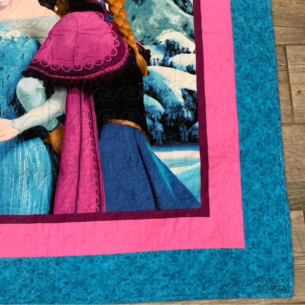 Disney Frozen Anna Elsa Handmade Patchwork Quilt 49x41” Lap Throw Display Crib - Picture 5 of 13